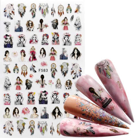 Slider Black Russia Letter 3D False Nail Sticker Inpluser