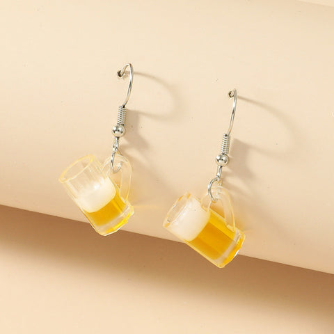 Lovely Fruit Tea Cup Earrings Creative Funny CrystalJewelry personality
