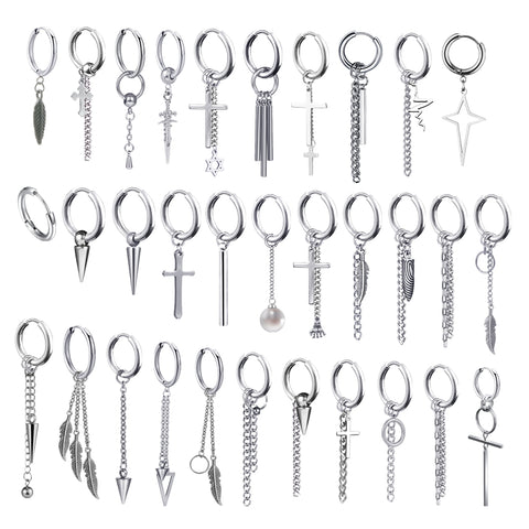 New Punk Stainless Steel Chain Hoop Earrings For Women Men