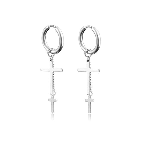New Punk Stainless Steel Chain Hoop Earrings For Women Men