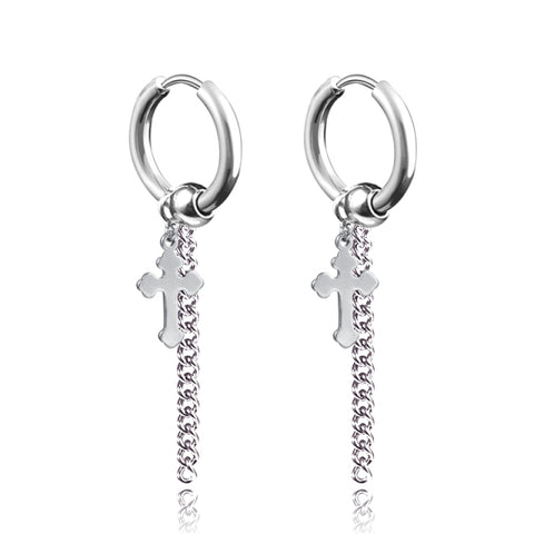 New Punk Stainless Steel Chain Hoop Earrings For Women Men