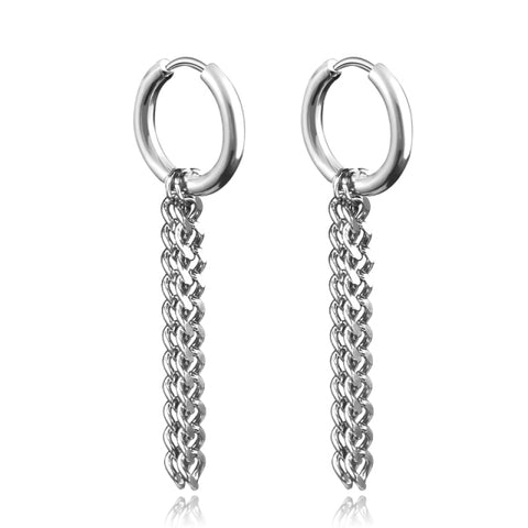 New Punk Stainless Steel Chain Hoop Earrings For Women Men
