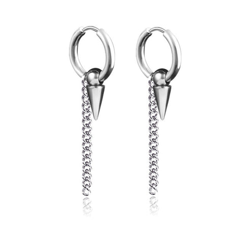 New Punk Stainless Steel Chain Hoop Earrings For Women Men