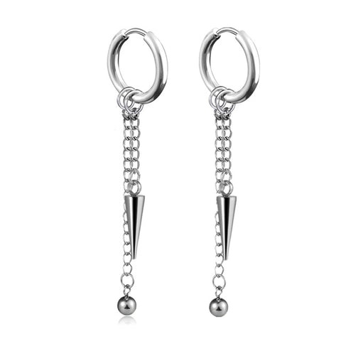 New Punk Stainless Steel Chain Hoop Earrings For Women Men