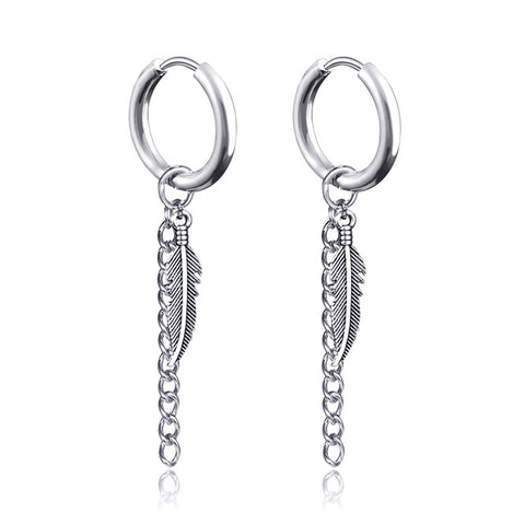New Punk Stainless Steel Chain Hoop Earrings For Women Men