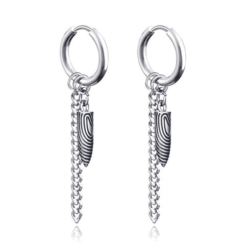 New Punk Stainless Steel Chain Hoop Earrings For Women Men
