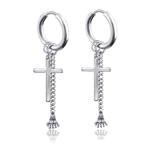 New Punk Stainless Steel Chain Hoop Earrings For Women Men