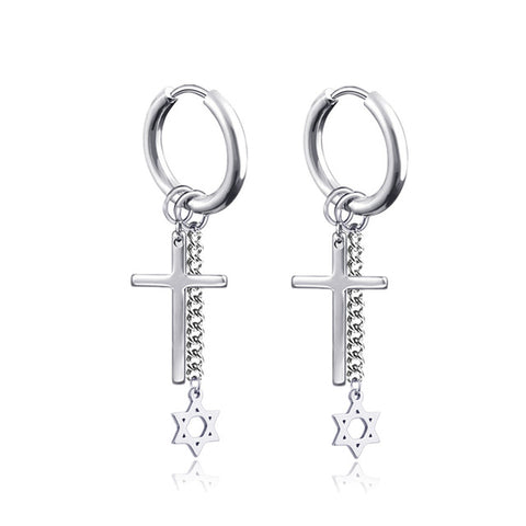 New Punk Stainless Steel Chain Hoop Earrings For Women Men