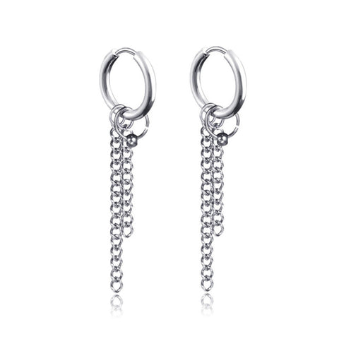 New Punk Stainless Steel Chain Hoop Earrings For Women Men