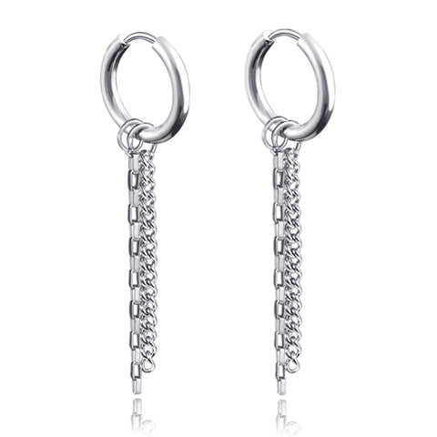 New Punk Stainless Steel Chain Hoop Earrings For Women Men
