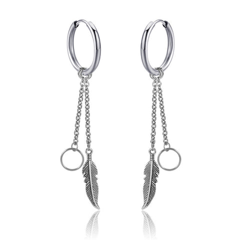 New Punk Stainless Steel Chain Hoop Earrings For Women Men