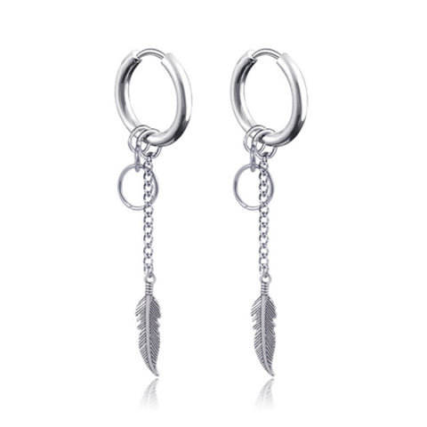 New Punk Stainless Steel Chain Hoop Earrings For Women Men