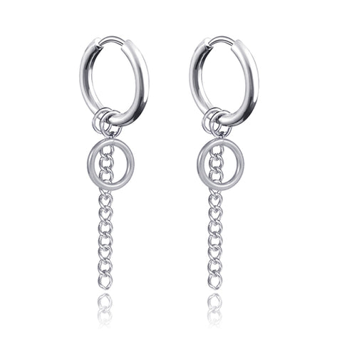 New Punk Stainless Steel Chain Hoop Earrings For Women Men