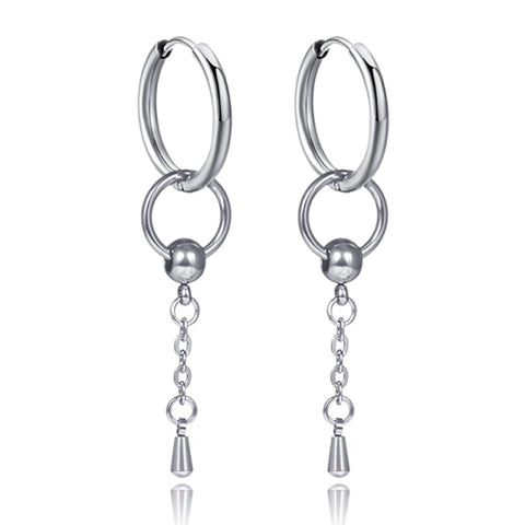 New Punk Stainless Steel Chain Hoop Earrings For Women Men