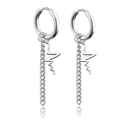 New Punk Stainless Steel Chain Hoop Earrings For Women Men