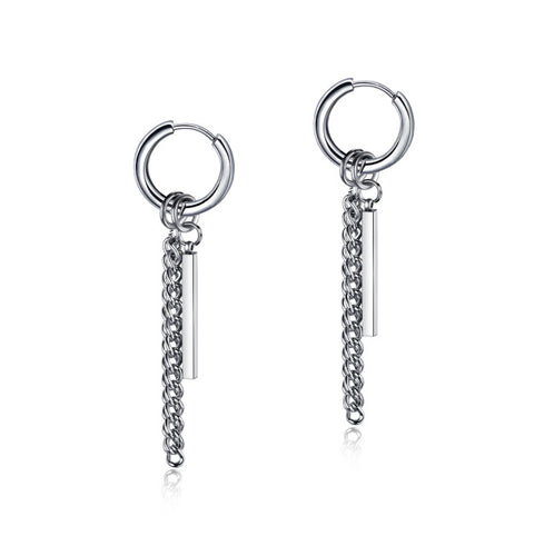 New Punk Stainless Steel Chain Hoop Earrings For Women Men