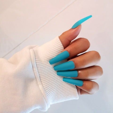 Long Ballerina Half French Acrylic false Nail Manicure Inpluser