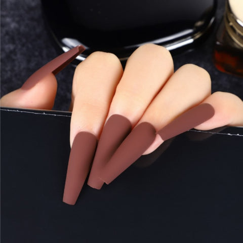Long Ballerina Half French Acrylic false Nail Manicure Inpluser
