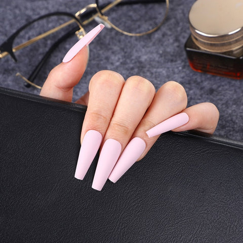 Long Ballerina Half French Acrylic false Nail Manicure Inpluser