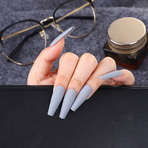 Long Ballerina Half French Acrylic false Nail Manicure Inpluser