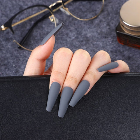 Long Ballerina Half French Acrylic false Nail Manicure Inpluser