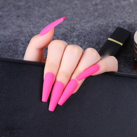 Long Ballerina Half French Acrylic false Nail Manicure Inpluser