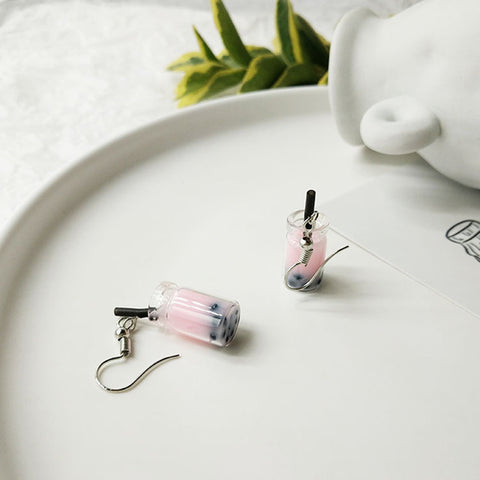 Lovely Fruit Tea Cup Earrings Creative Funny CrystalJewelry personality