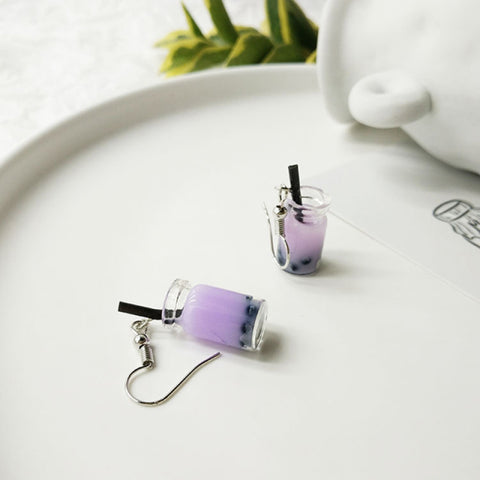 Lovely Fruit Tea Cup Earrings Creative Funny CrystalJewelry personality