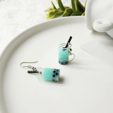 Lovely Fruit Tea Cup Earrings Creative Funny CrystalJewelry personality
