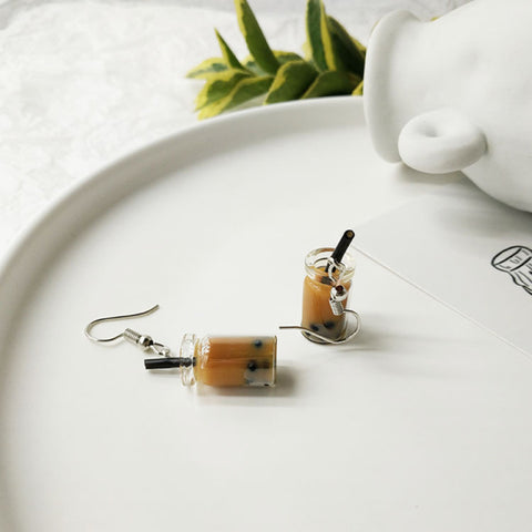 Lovely Fruit Tea Cup Earrings Creative Funny CrystalJewelry personality