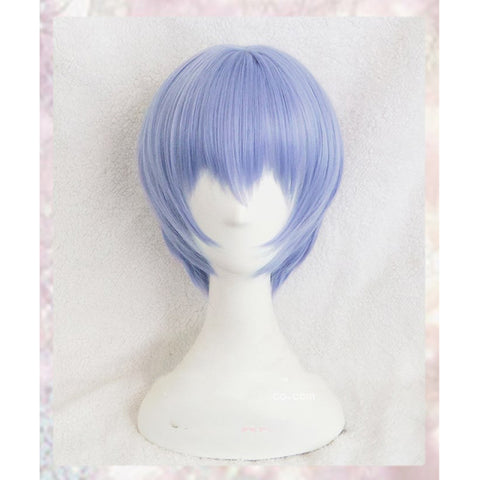 Short Light Blue Heat Resistant Synthetic Hair Cosplay Headwear Haripins Wig
