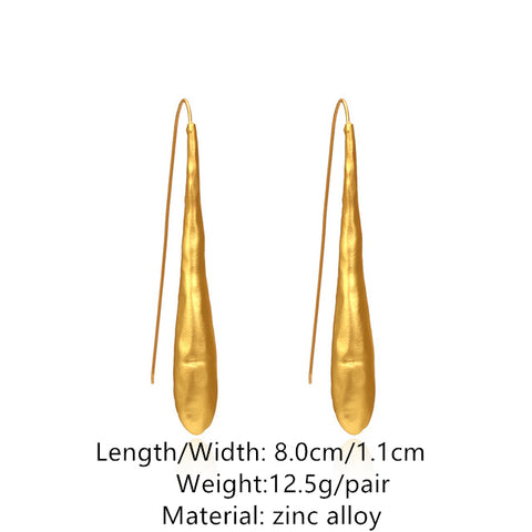 Retro Golden Metal Leaf Stud Earrings Geometric Irregular Plant Earring