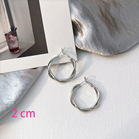 New Korean Metal Round Hoop Earrings for Women
