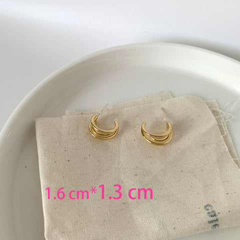 New Korean Metal Round Hoop Earrings for Women