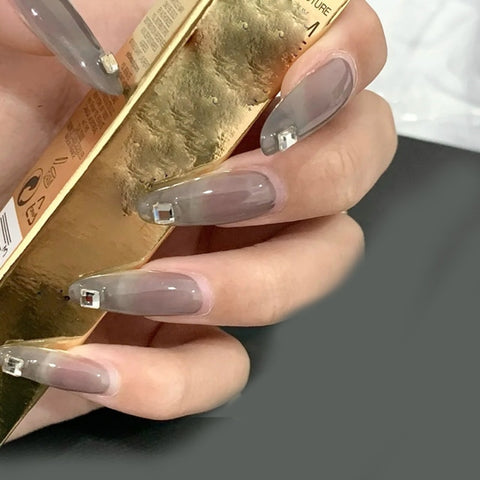 Pink Long French False Nails Decoration Inpluser