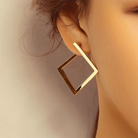 Retro Minimalist Square Irregular Stud Earrings for Women Opening Accessories