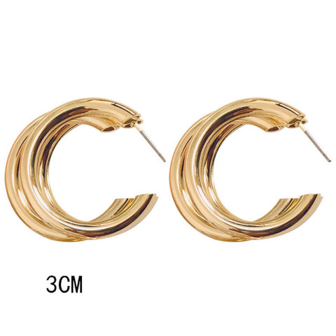 Retro Minimalist Square Irregular Stud Earrings for Women Opening Accessories