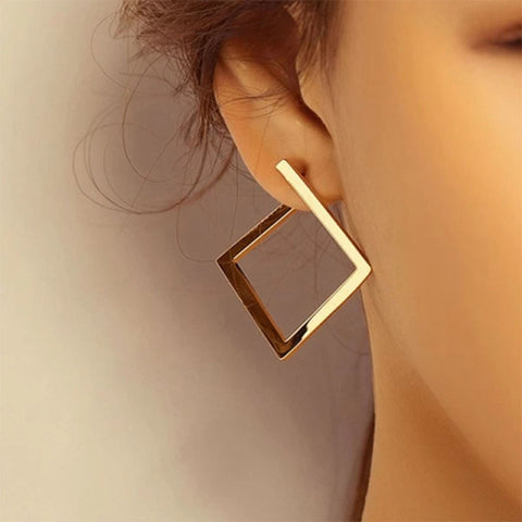 Retro Minimalist Square Irregular Stud Earrings for Women Opening Accessories