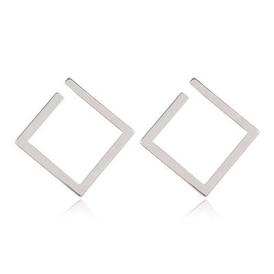 Retro Minimalist Square Irregular Stud Earrings for Women Opening Accessories