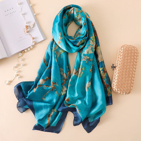 New Summer Women Silk Scarf Beach Hijab Shawls and Wraps Female