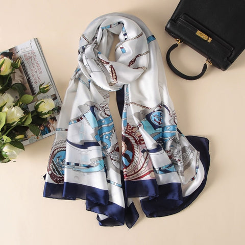 New Summer Women Silk Scarf Beach Hijab Shawls and Wraps Female