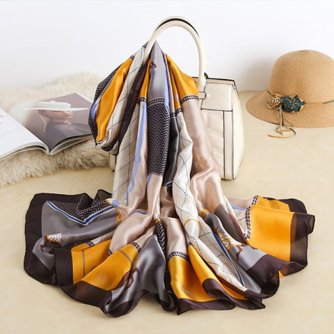 New Summer Women Silk Scarf Beach Hijab Shawls and Wraps Female