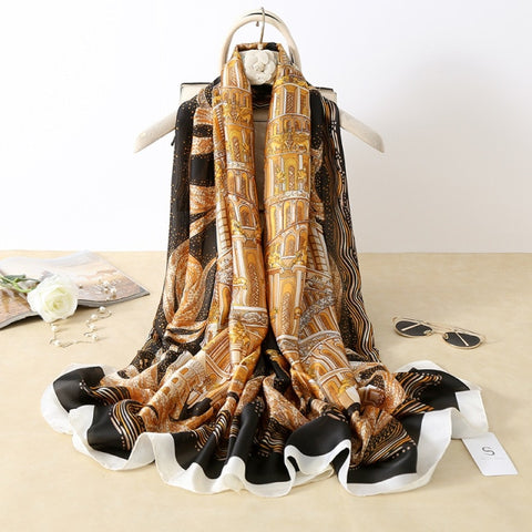 New Summer Women Silk Scarf Beach Hijab Shawls and Wraps Female