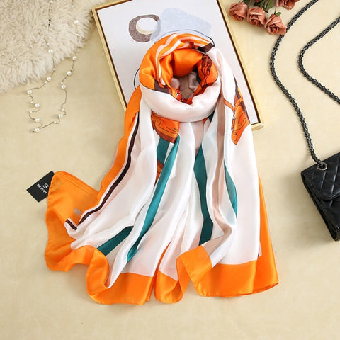 New Summer Women Silk Scarf Beach Hijab Shawls and Wraps Female