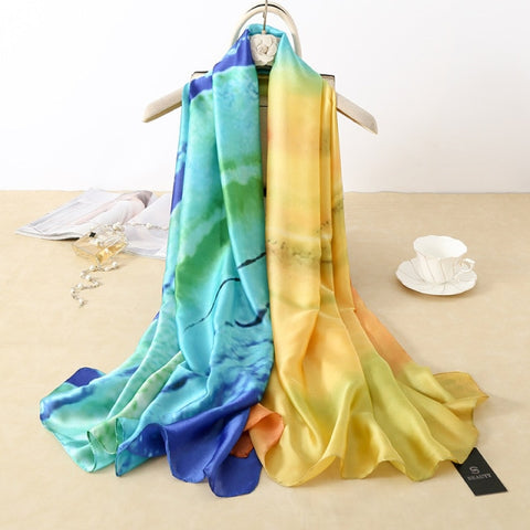New Summer Women Silk Scarf Beach Hijab Shawls and Wraps Female