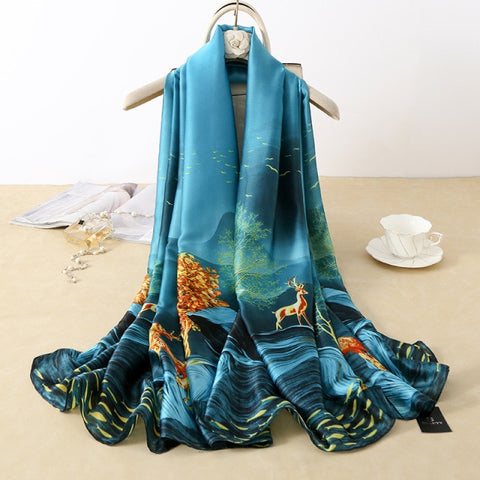 New Summer Women Silk Scarf Beach Hijab Shawls and Wraps Female