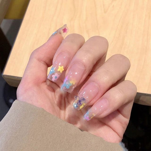 Long Ballerina False Love Pattern French Coffin Nails Inpluser