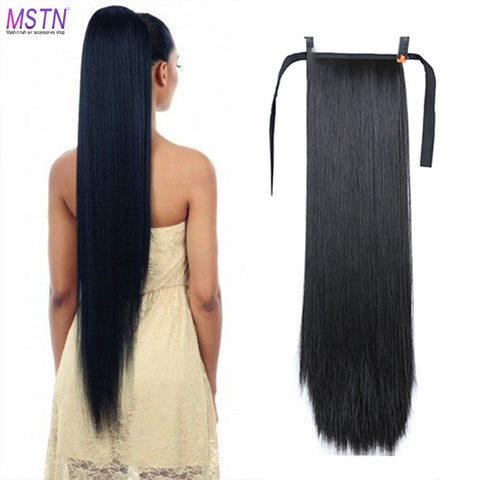 Synthetic Fiber Heat-Resistant Straight Hair With Ponytail Tail Wigs