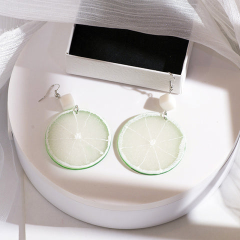 Lovely Fruit Tea Cup Earrings Creative Funny CrystalJewelry personality