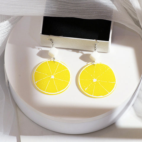 Lovely Fruit Tea Cup Earrings Creative Funny CrystalJewelry personality